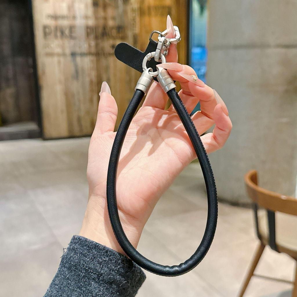Dopamine Leather Phone Lanyard: Anti-Lost Rotating Wrist Strap & Keychain for Men and Women