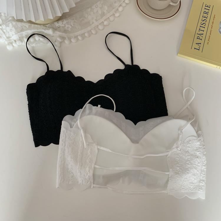 Summer Lace Camisole Vest for Women with Breast Pads Ice Silk Beauty Back Underwear for Women Strapless No Steel Ring Base Thin Inner Layer