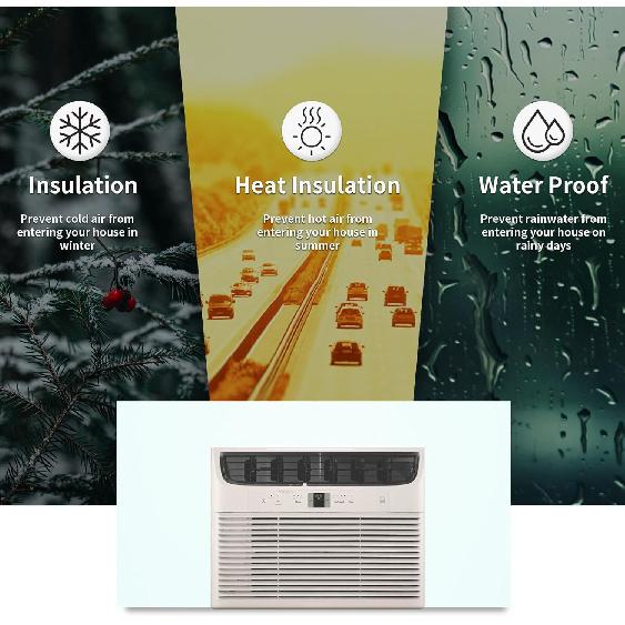 Fensterklimagerät, Seitenisolierplatte aus Schaumstoff SBR001WHITE, Sommer/Winter Wärme- und Zugluftisolierend,Zweiteilige Platten Fensterdichtung SBR (WEISS)