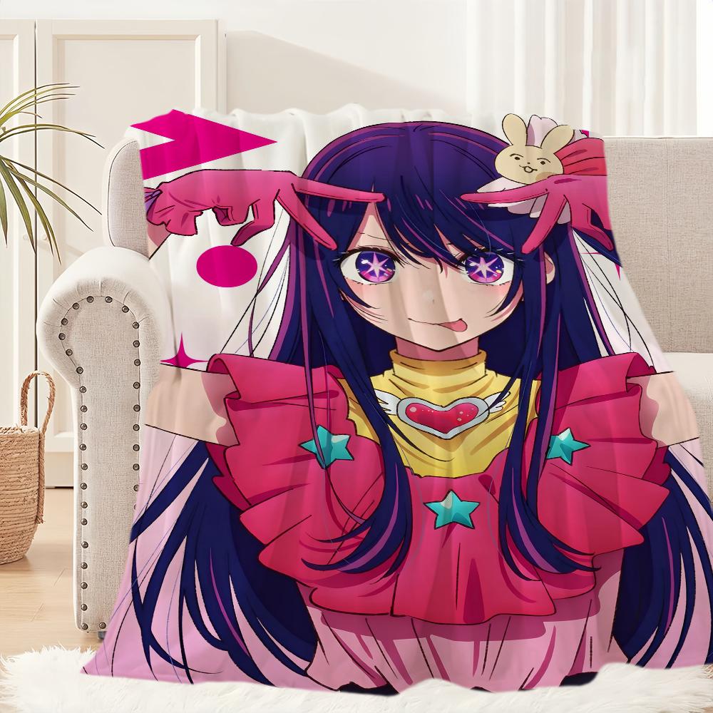 Anime Pink O-Oshi No Ko Blanket Plush Nap Sofa Rug for Living Room Warm Office Bedroom Birthday Home Travel Kid Gifts