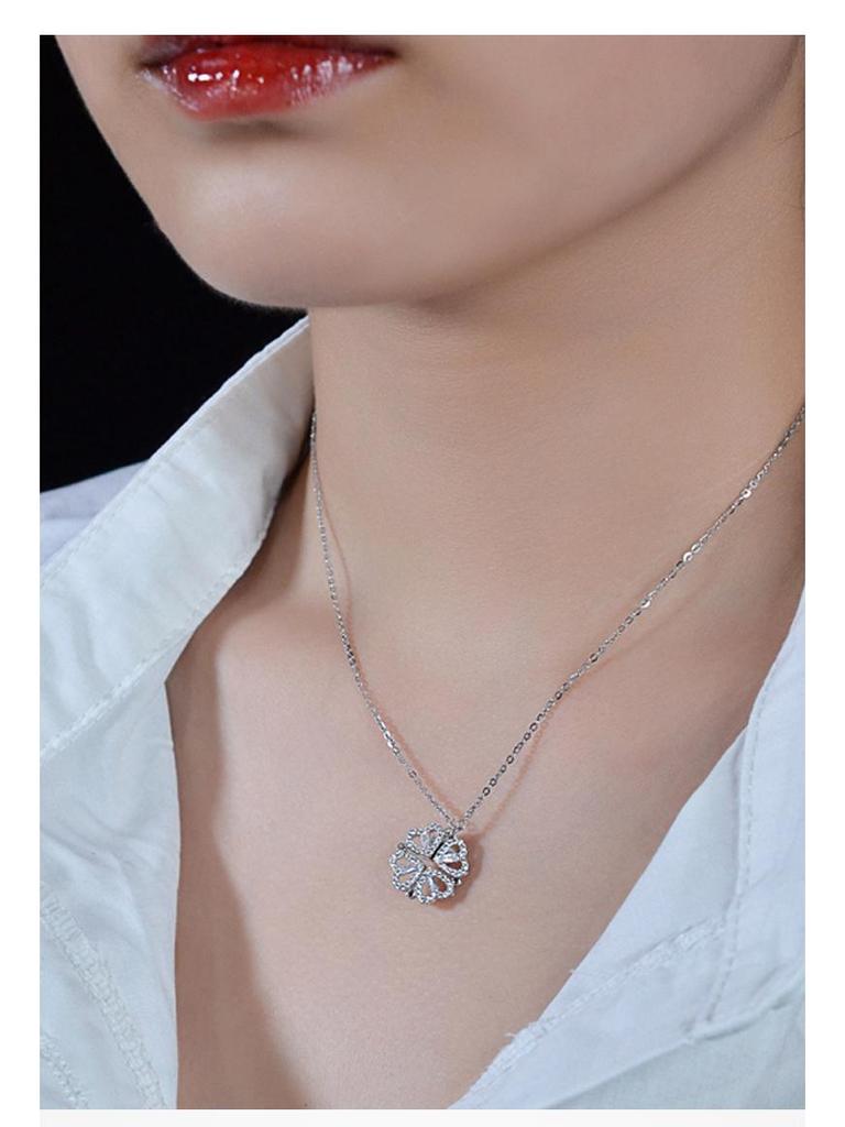Sterling Silver S925 Heart Clover Necklace for Women - Versatile Fashion Design
