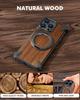Oatsbasf Solid Wood Magnetic Phone Case for iPhone 16 Pro/16 Pro Max W/ 360°Rotate Kickstand Wireless Charging Protective Cover