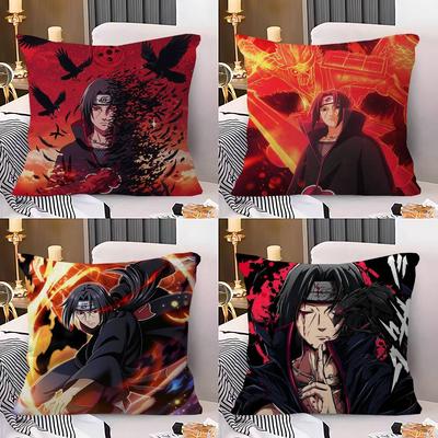 N-Narutoes U-Uchiha I-Itachi Pillow Covers Cartoon Sofa Decorative Home Double-sided Printing Short Plush Cute Cushion Cover