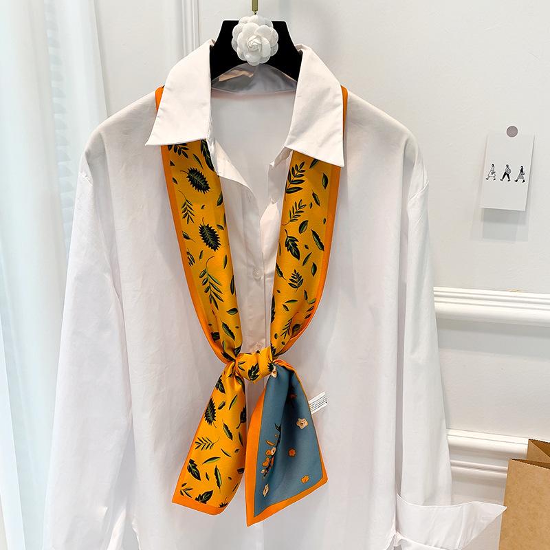 

Новый весенне-осенний тонкий узкий длинный шарф с принтом для женской повязки на голову, декоративный шарф-стример, модный шарф для завязывания 15*145cm