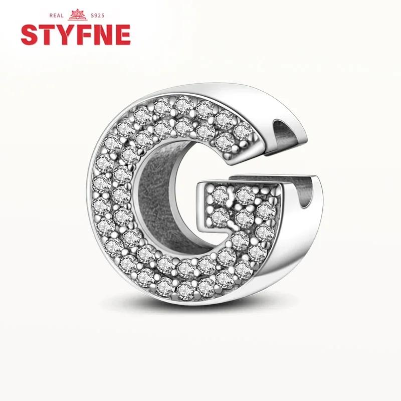Kupfer 26 Buchstaben Glänzend Zirkon Alphabet Anhänger Perle Passend Original Armband DIY Feiner Schmuck Geschenk Für Frauen Machen