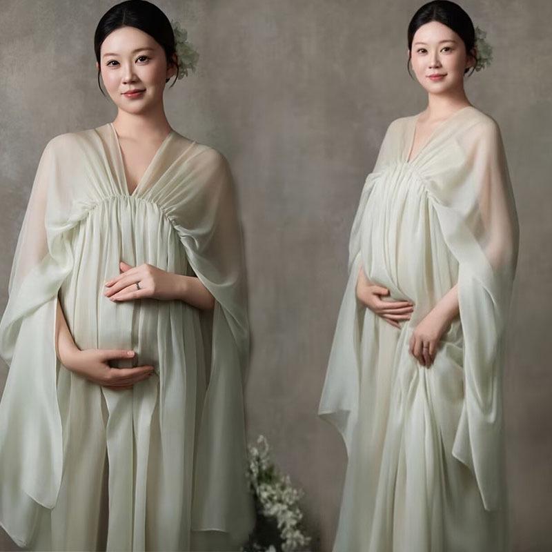 Retro Chinese-Style Maternity Photo Studio Outfit with Niche Design One Size