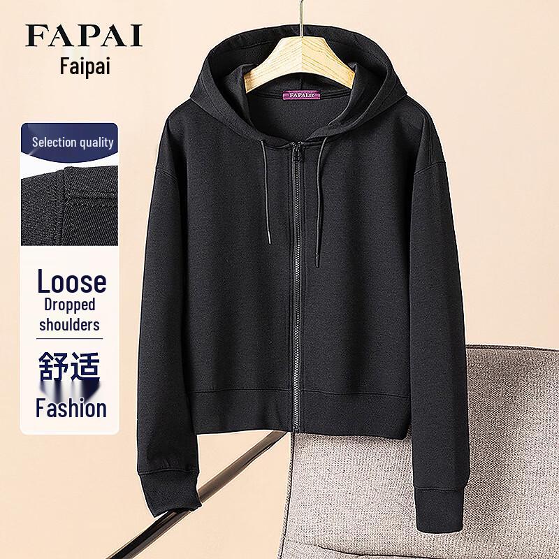 

FAPAI Women s Loose Fit Hooded Zip Cardigan Jacket S