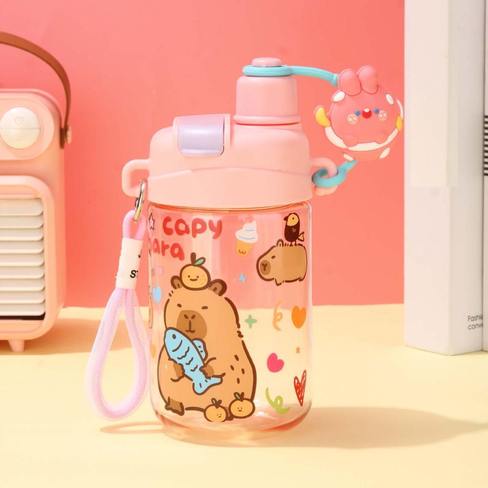 Large Capacity Capybara Water Bottle TPR 600ML Double Drinking Cup Cartoon Children Cup  Kids