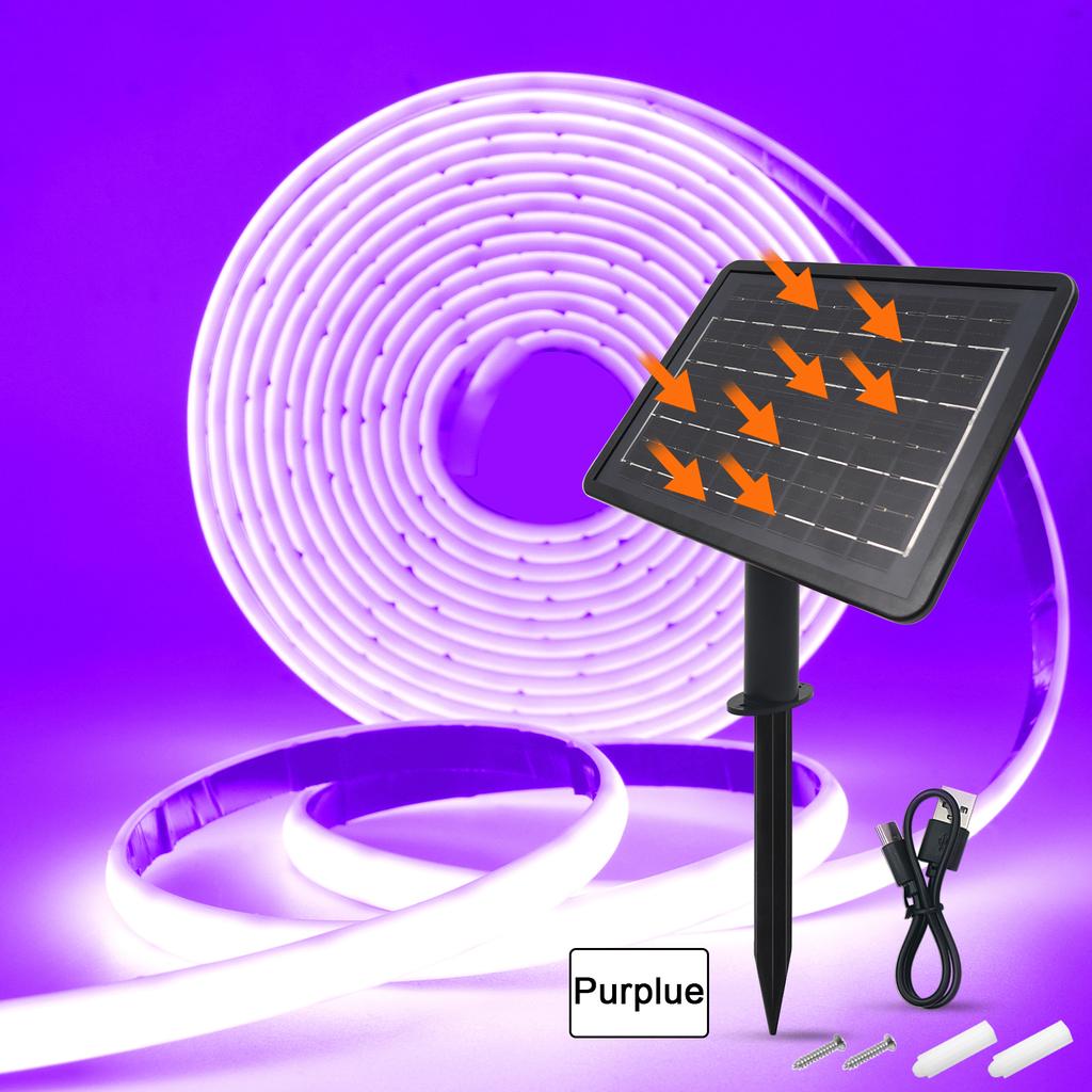 Solar COB Neon Light Strip 24V Ribbon Tape High Density Waterproof Red Green Blue Warm Natural White 320LEDs/M Flex Garden Decor