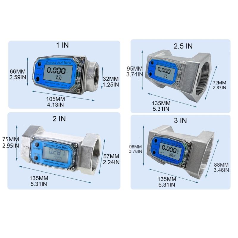 Liquid Flow Sensor Meter Flowmeter with LCD Display for Diesel-Fuel Water 1in/2in/2.5in/3in Electronic Turbine-Flowmeter