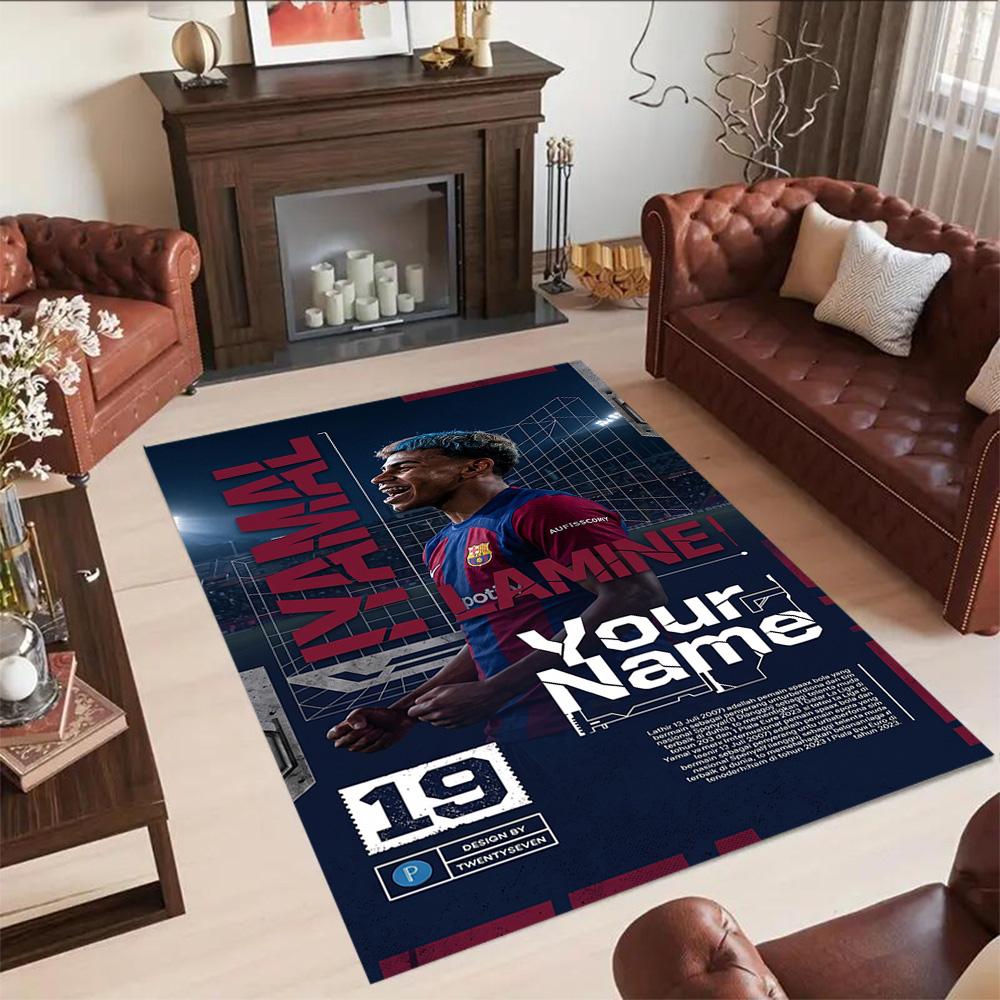 Lamin Yamal Customize Your Name Floor Rug Office Rug Perfect For Dormitory Playrooms Foyer Game Room Antislip Rug Anime Office Decor