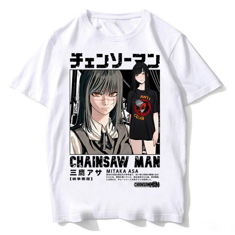 Chainsaw Man Reze Mitaka Asa Tee Anime High Quality Cotton Short Sleeved T-shirt Men Women Summer Casual Street