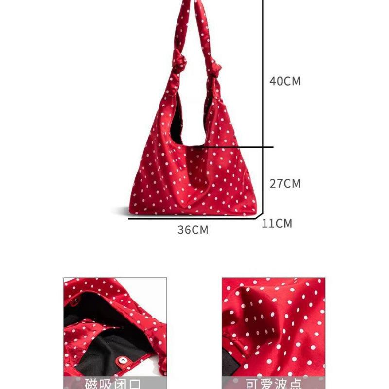 Daily Simple and Lazy Wind Polka Dots Floral Niche Girl Tie Knot Single Shoulder Armpit Big Bag