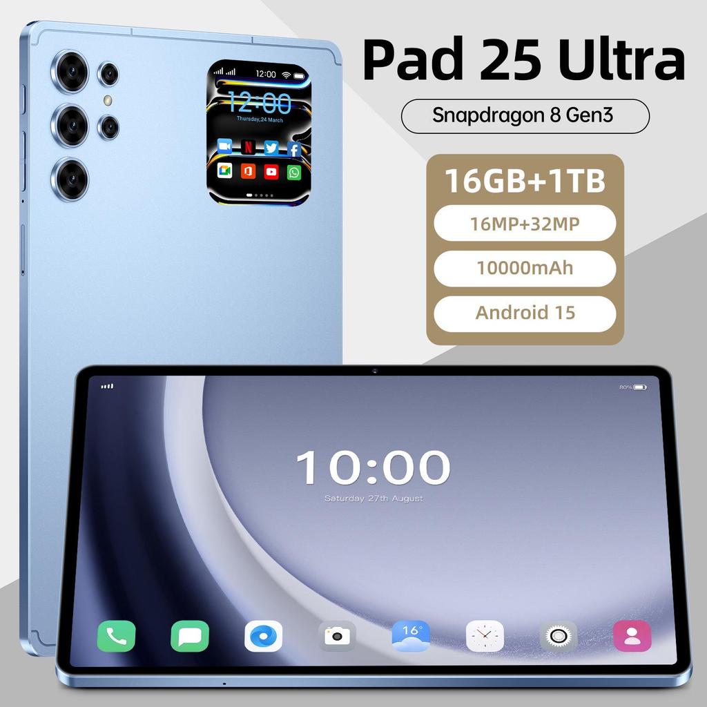 Pad 25 Ultra Android Tablet: 16GB RAM, 1TB Storage, Large Screen with Eye Protection