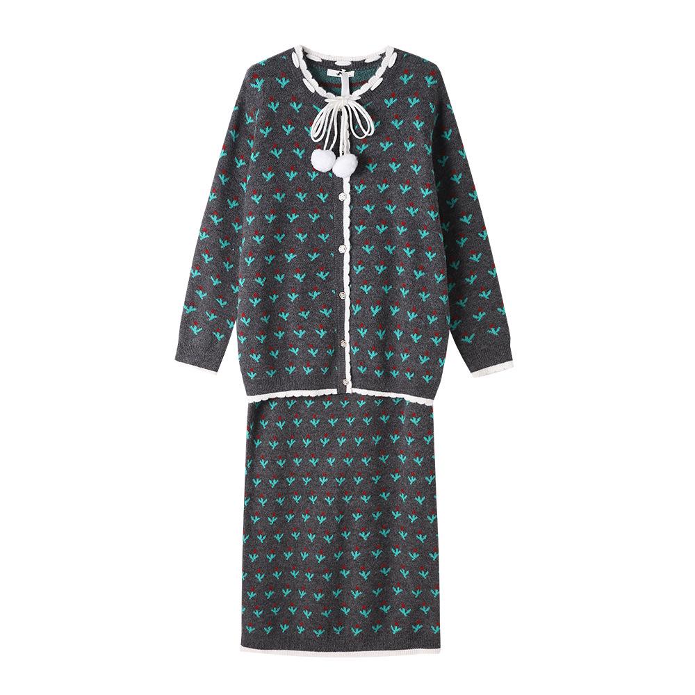 Женский зимний свитер-пальто и комплект юбки большого размера (130-320 цзиней) - Новый стиль к Рождеству 4XL (recommended 190-220 jin)