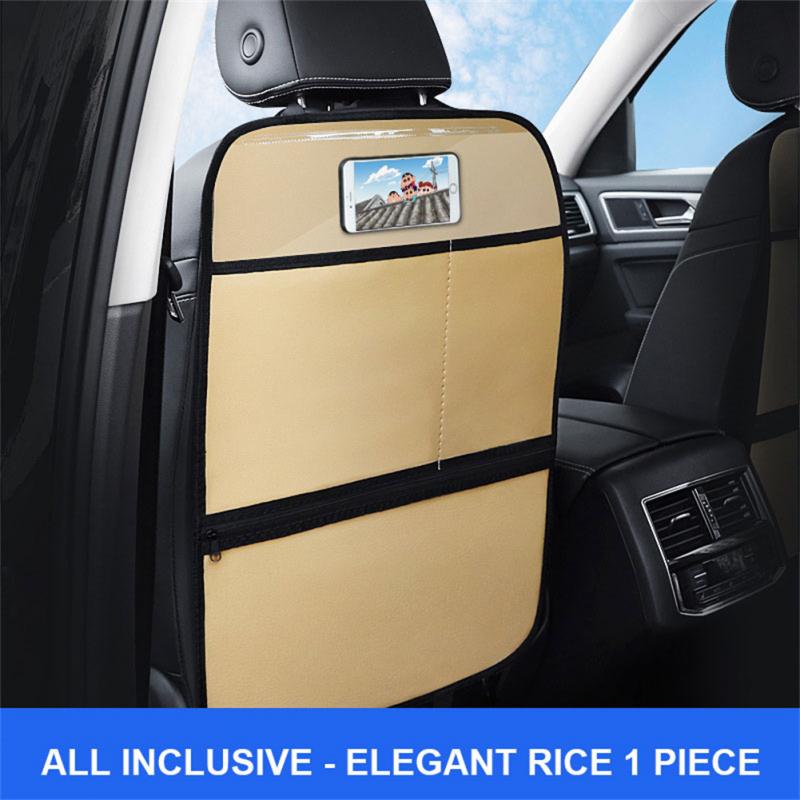 PU Leather Car Anti-kick Mat Car Seat Back Protector Cover Car Rear Seat Organizer with Storage Storage Bag Interior Accessories