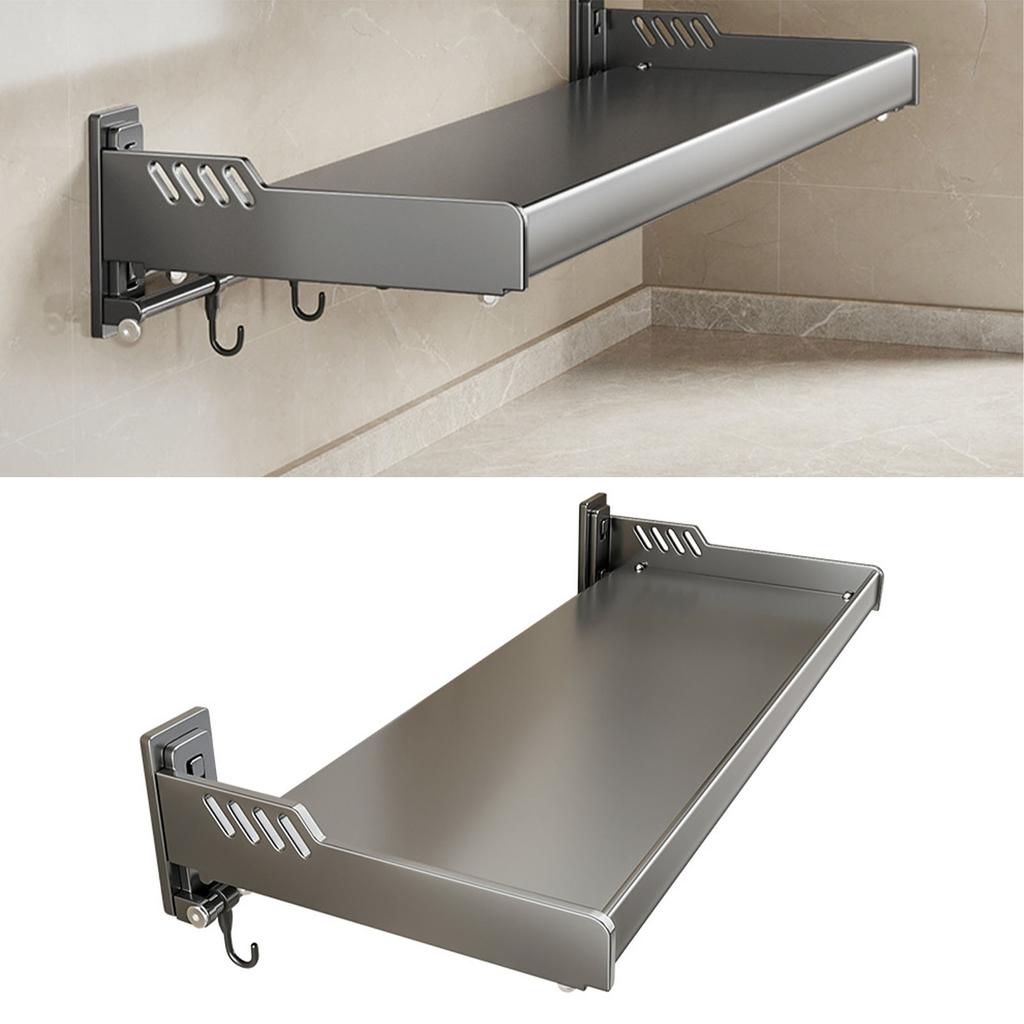 Veggmontert kjøkkenhylle Karbonstål Punchfri Multifunksjonell Flytende Hylle Hengende Krydderhylle