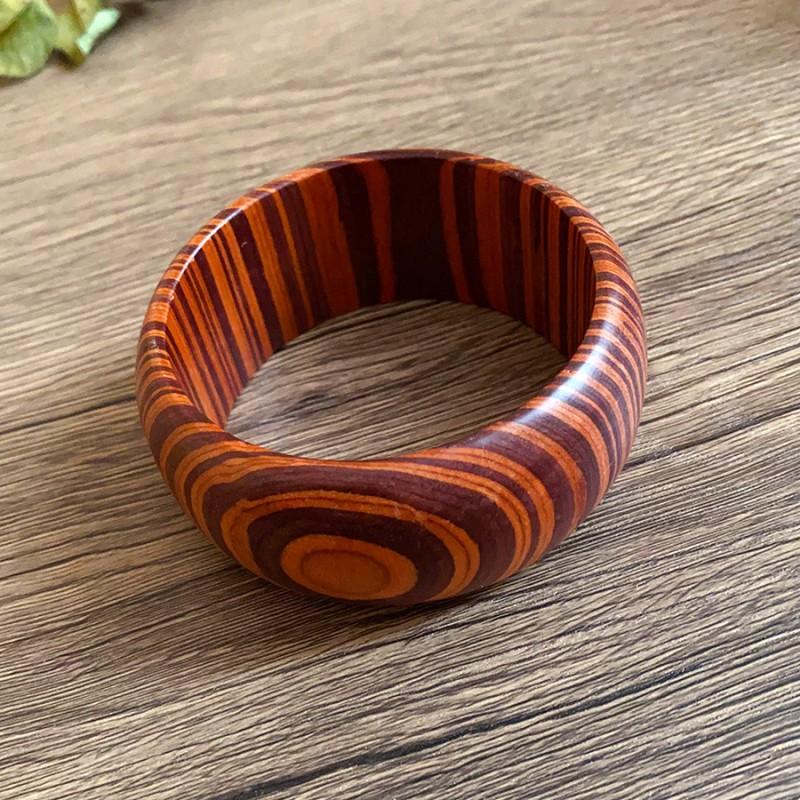 Wooden Geometric Statement Bracelet Women Vintage Texture Boho Chic Chunky Cuff Bangle Fashion Accessory
