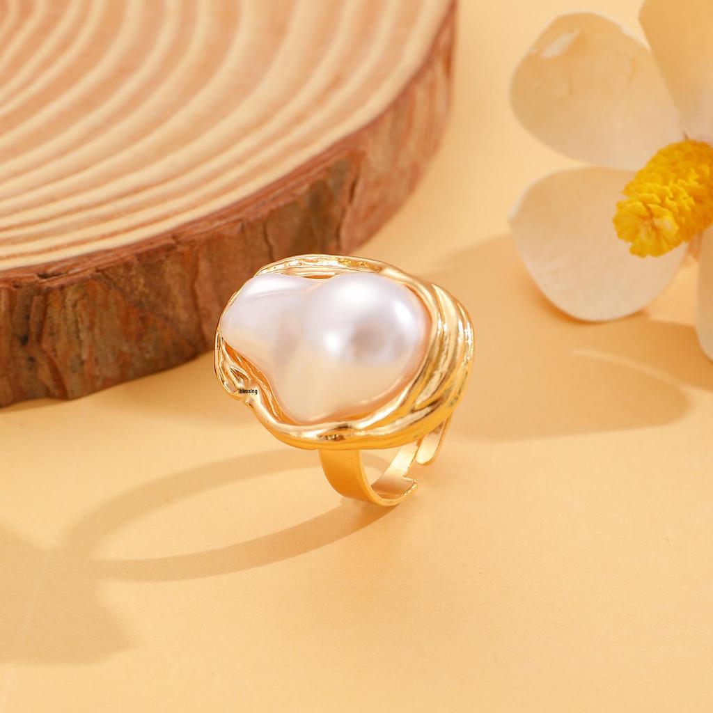 Baroque Pearl Choker - European & American Style with Irregular Design, Simple Metal Open Necklace