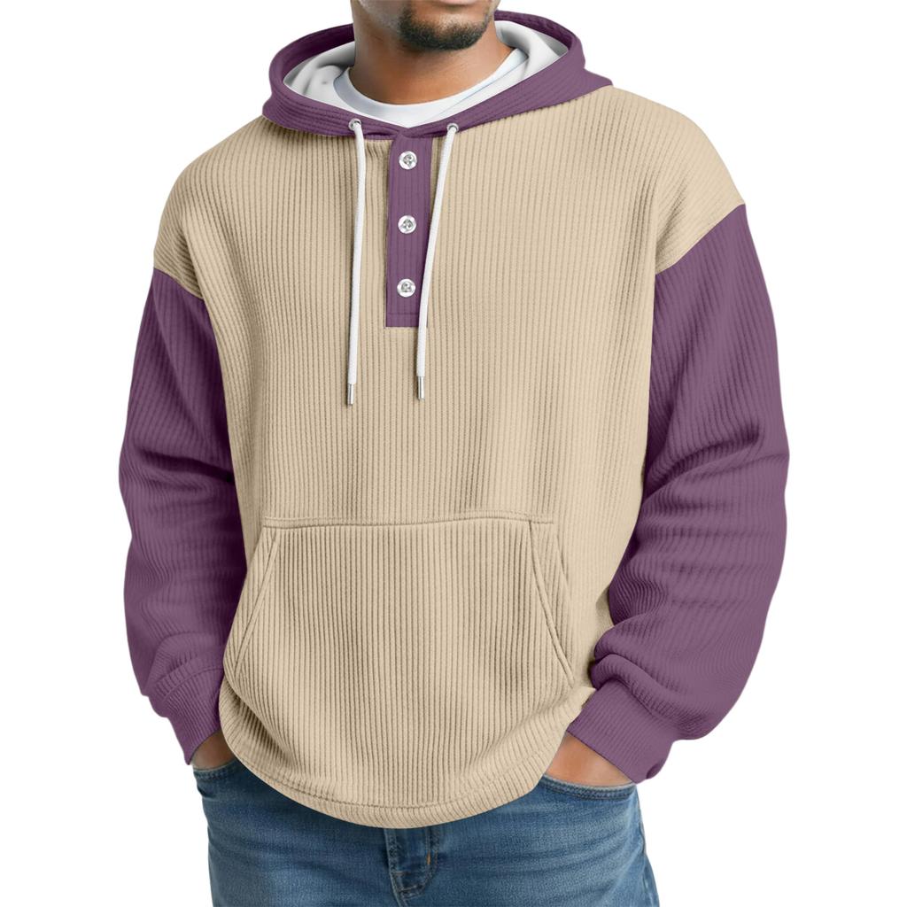 Men's Knit Hooded Sweatshirt Casual Long-Sleeve Sweatshirt