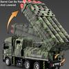 1:32 Scale Missile Truck Toy Model Car Rocket Launcher Vehicle Metal Diecast Sound Light Pull Back Military Models Boys Gifts