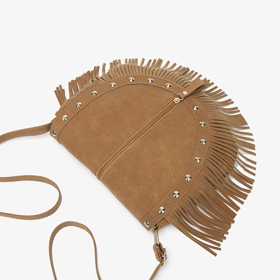 New retro rivet tassel women's flip cover bag matte leather saddle bags versatile solid color single-shoulder crossbody bag sac