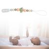 Silicone Pacifier Clip Holder One Piece Design Food Grade Soft Flexible Cartoon Pacifier Chain for Baby Boys Girls Pea Green