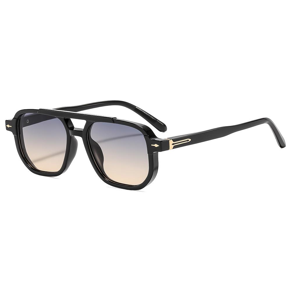 JYL Double Bridge Square Sunglasses UV400 Gradient Unisex Punk Rivets / 6090