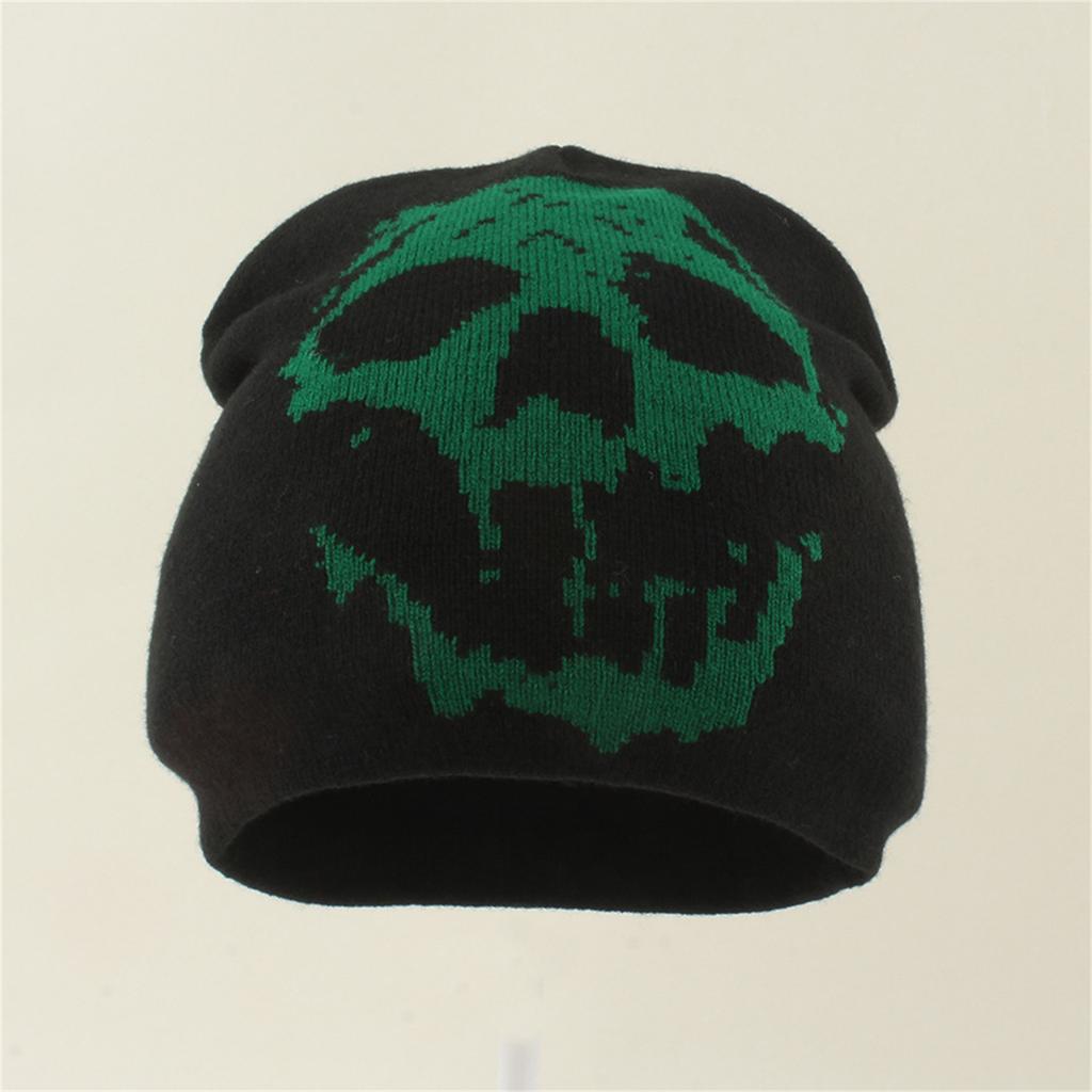 Halloween Fashion Acrylic Knitted Skull Cap With Skull Stretchy Fit For Street Trend Anime Enthusiasts