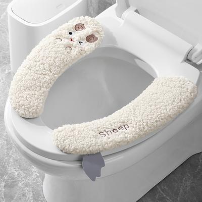 Roztomilý kreslený polštář na záchodové sedátko Plyšové sedáky pro teplo a pohodlí pro použití v rodinné, hostinské a koupelnové místnosti
