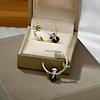 High-end short hair earrings, niche light luxury panda bamboo earrings, atmospheric face, thin dripping oil earrings for women
