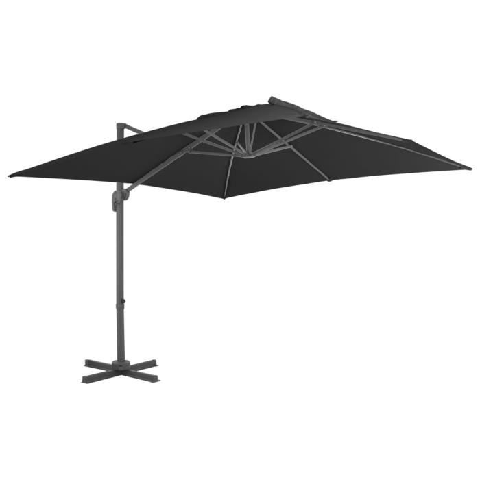Parasol - vidaXL - Anthracite - Aluminium - 3x3m - Base portable incluse