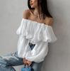 1116 Sommer Neu One-Neck Blasenärmel Mode Lässig Sexy Hemd Weiß Europäisch und Amerikanisch Schulterfrei Pendler Damenbekleidung