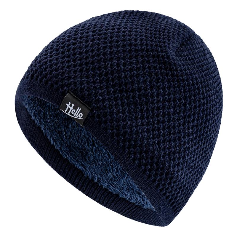 New Style Unisex Winter Hats Plush Fur Lined Beanies Hats For Men Woman Hello Letter Warm Cap Casual Winter Ski Knitted Hats