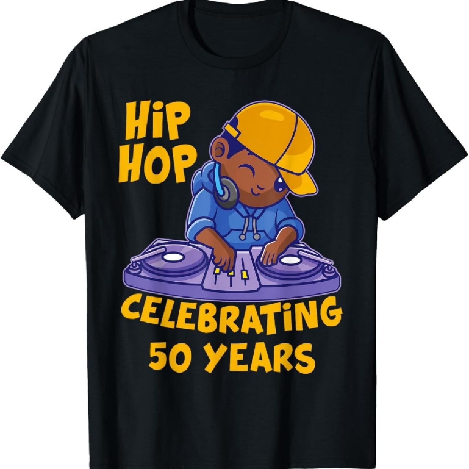 

Hip Hop Music 50th Anniversary Black History DJ Dance Rapper T-Shirt XXXXXL чорний