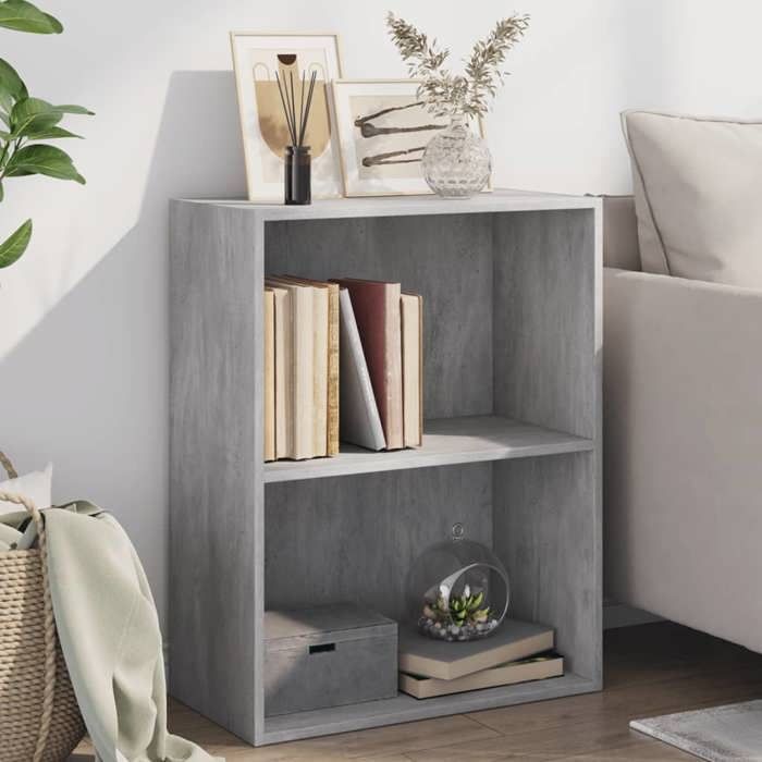 VidaXL Bibliothèque à 2 niveaux Gris béton 60x30x76,5 cm Aggloméré