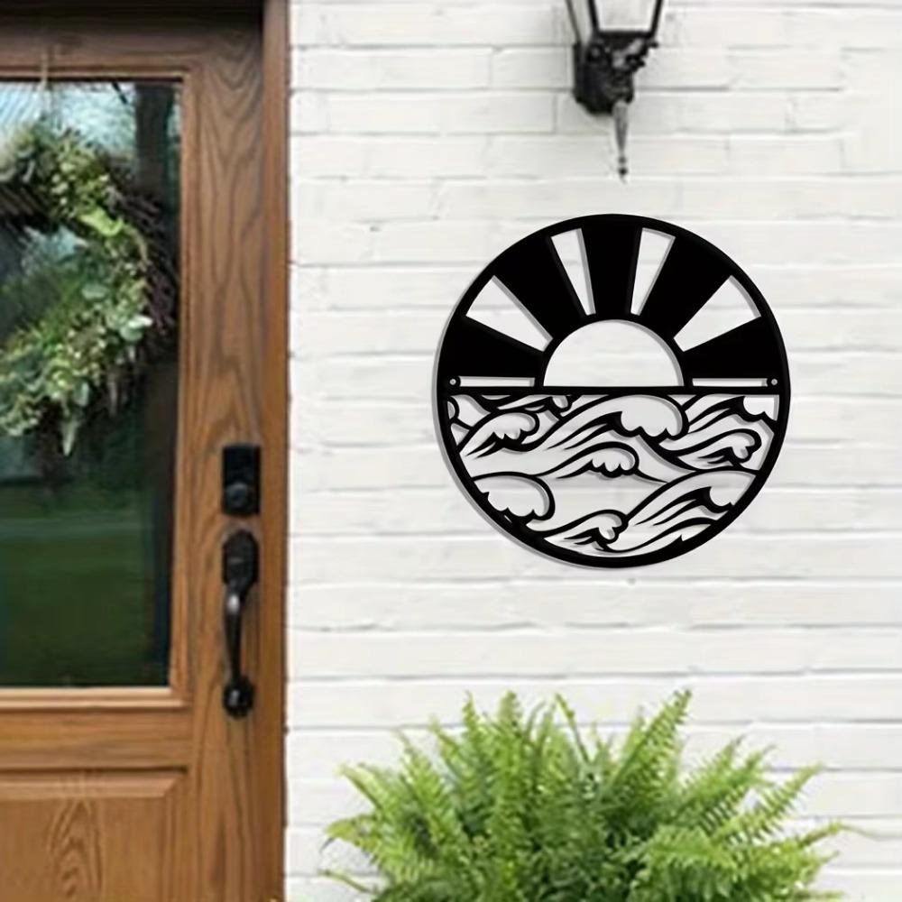 Sunrise Metal Sign Sun & Waves Wall Art Stylish Beach Room Decor Elegant Wall Art & Decoration Perfect for Coastal Themes