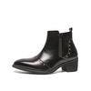Men’s Short Boots Elevator Chelsea Boots Retro Tuxedo Ankle Boots Pointed Toe Retro Black Heel Boots Large Size