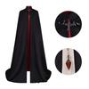 Vampire Count Cosplay Costume, Halloween Black Red Long Cape Dark Stage Outfit
