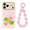 Four-leaf Clover Is Getting Better and Better, Suitable for Apple ProMax Mobile Phone Case, Pink Beads, Lanyard, Girls Huawei Xiaomi