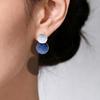 Double-layer round geometric splicing hand-painted enamel colored stud earrings, European and American style niche high-end temperament earrings