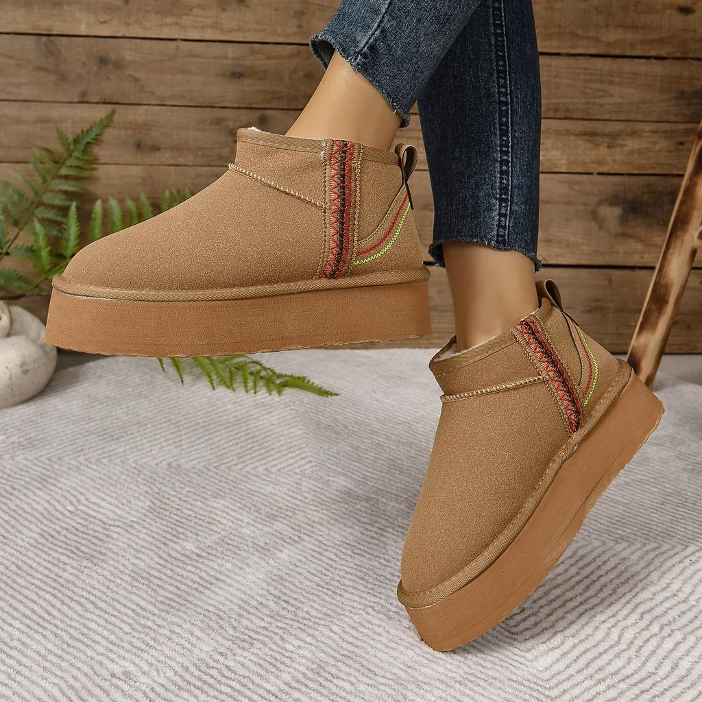 Fashion 2025 New Thick Plush Platform Snow Boots Women Winter Warm Fur Cotton Shoes Woman Faux Suede Slip-On Ankle Boots Shoes