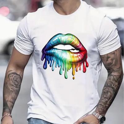 Nouă Tricou de Modă pentru Bărbați de Vară Personalitate Buze Pictate Imprimat Tricou pentru Bărbați Top