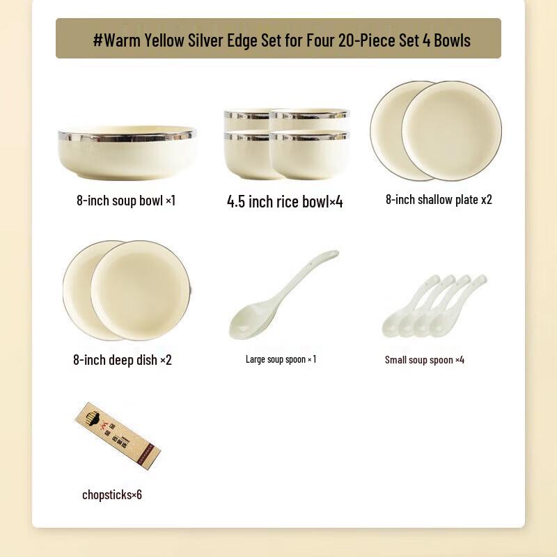 Love and Peace Silver Rim Ceramic Dinnerware Set