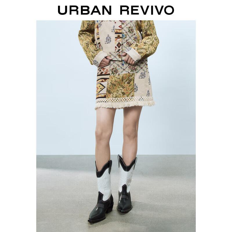 UR Women s Retro Jacquard Tassel High-Waist Mini Skirt M