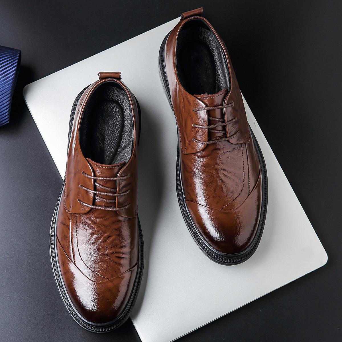 

Новые деловые формальные туфли высокого класса для поездок на работу из натуральной кожи на шнуровке деловые кожаные туфли на каблуках британские дышащие 44 коричневый