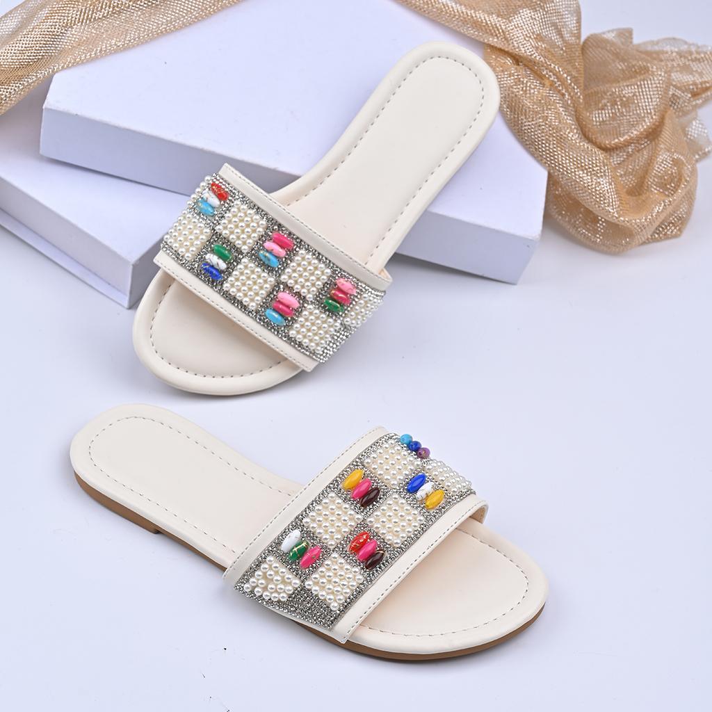 Fashion Women's Rhinestone Slippers 2025 Summer Outdoor Fashion Non-Slip Beach Shoes Comfortable Flat Square Heel Women's Sandals