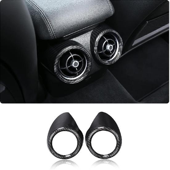 TOYCIDFG Car Rear Air Conditioner Vent Outlet Frame Cover Trim for Alfa Romeo Stelvio 2017-2020, Carbon Fiber Style Car Decoration Accessories