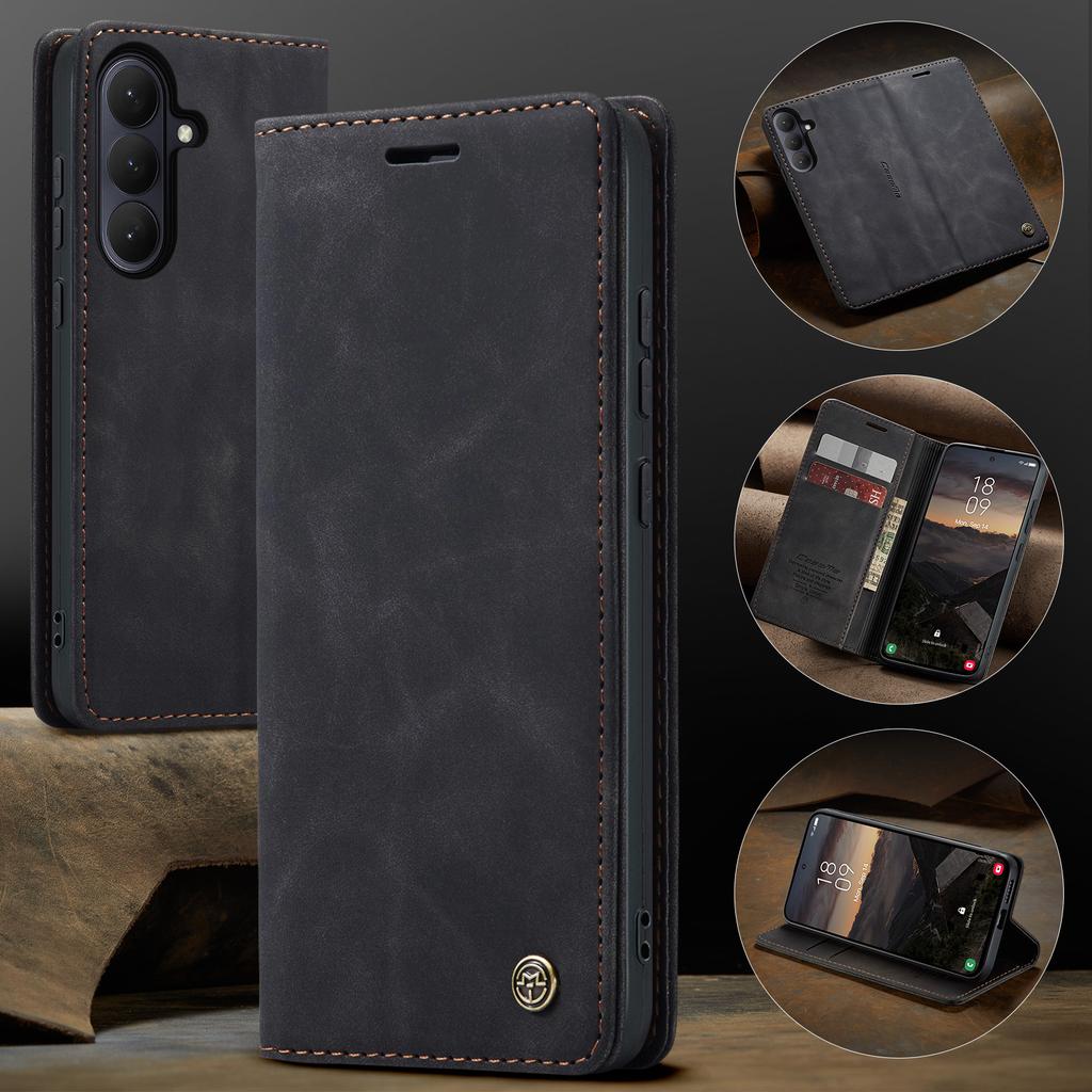 CaseMe Retro Magnetischer Flip PU-Leder Hülle für Samsung Galaxy S26 Ultra S25 Edge S24 FE S23 Plus + Brieftaschenabdeckung Handyhülle
