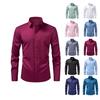 Men's European Style Non-Iron Solid Color Stretch Long Sleeve Business Shirt